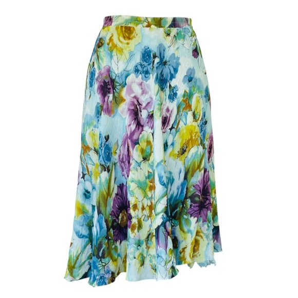 Coldwater Creek Reversible Skirt Size PS DISTRESSED HEM Fairy Festival Floral - Picture 7 of 9